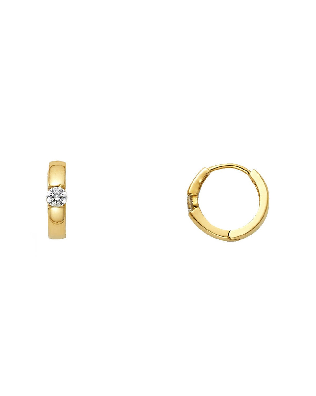 14K Yellow Gold CZ Huggies Earrings (ER-1104)