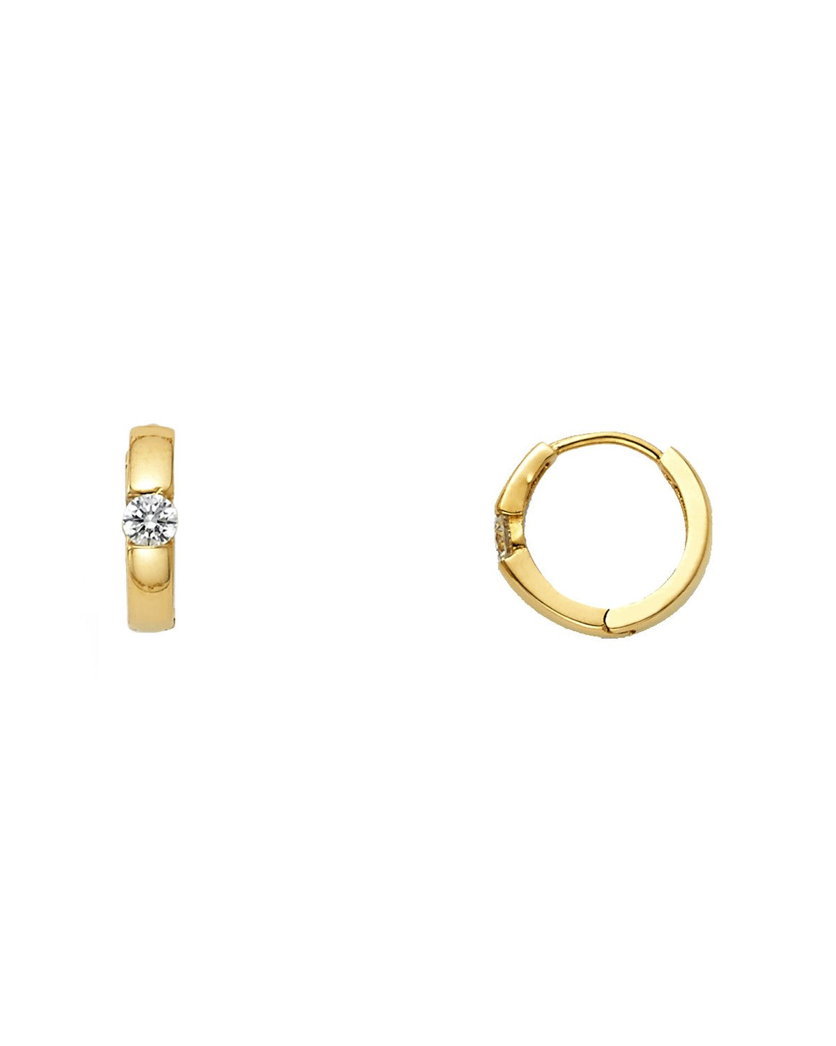 14K Yellow Gold CZ Huggies Earrings (ER-1104)