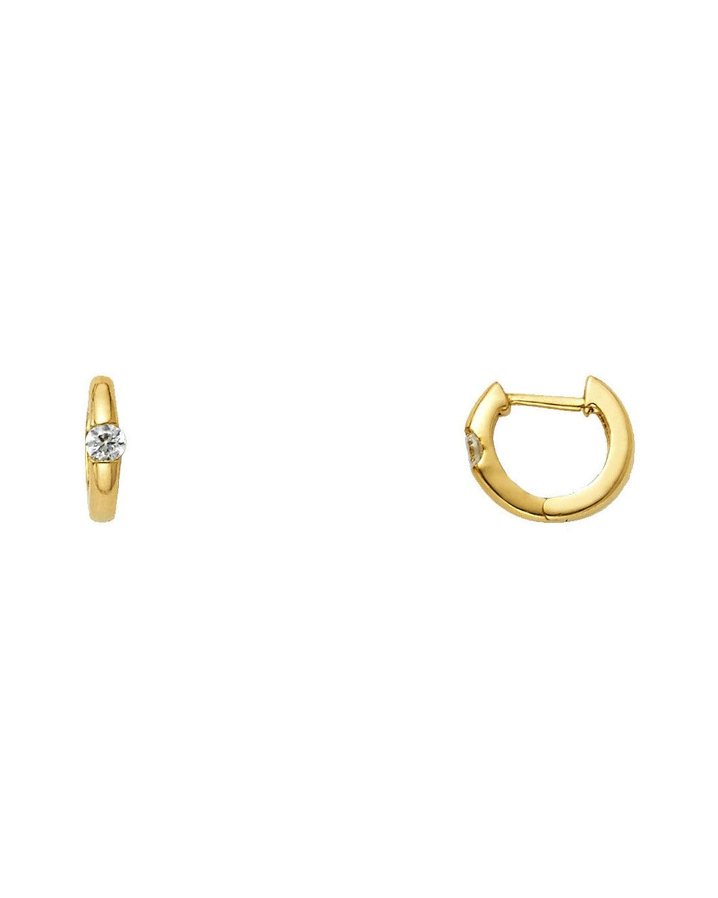 14K Yellow Gold CZ Huggies Earrings (ER-1105)