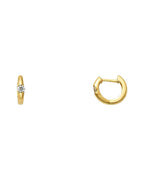 14K Yellow Gold CZ Huggies Earrings (ER-1105)