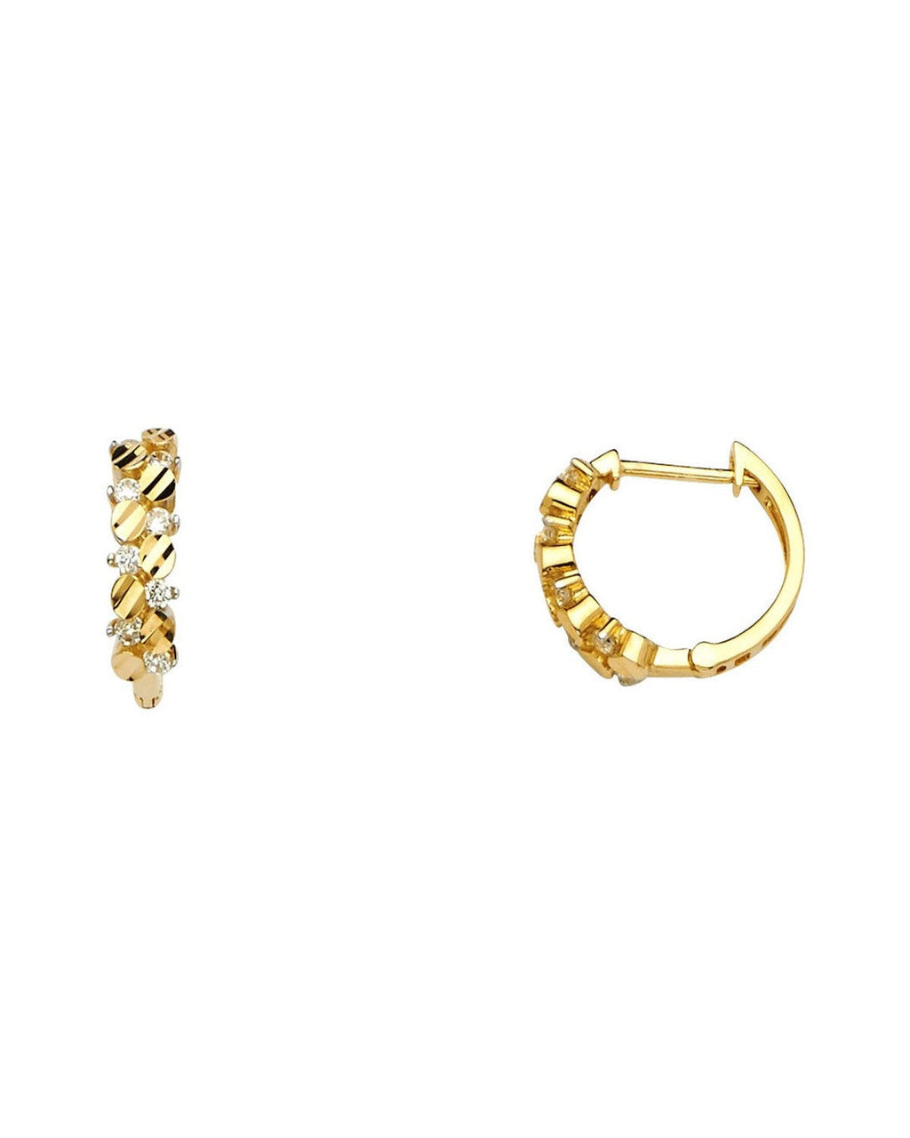 14K Yellow Gold CZ Huggies Earrings (ER-1107)