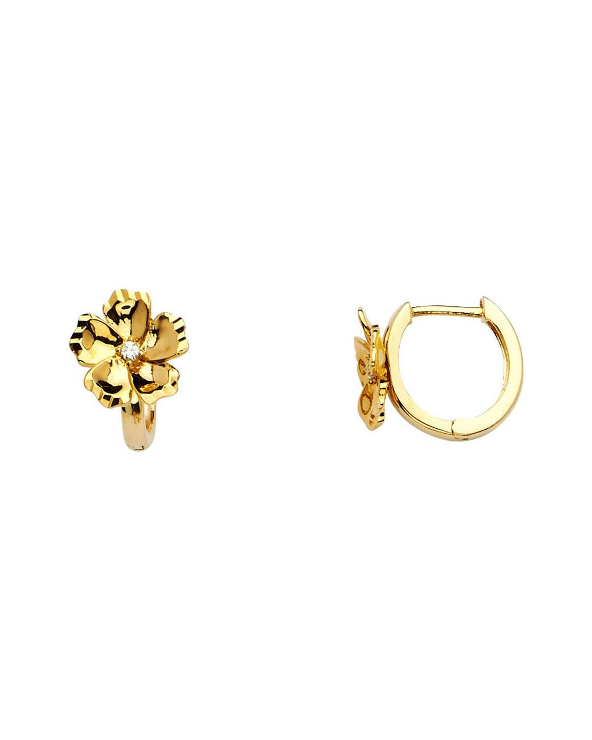 14K Yellow Gold CZ Huggies Earrings (ER-1110)