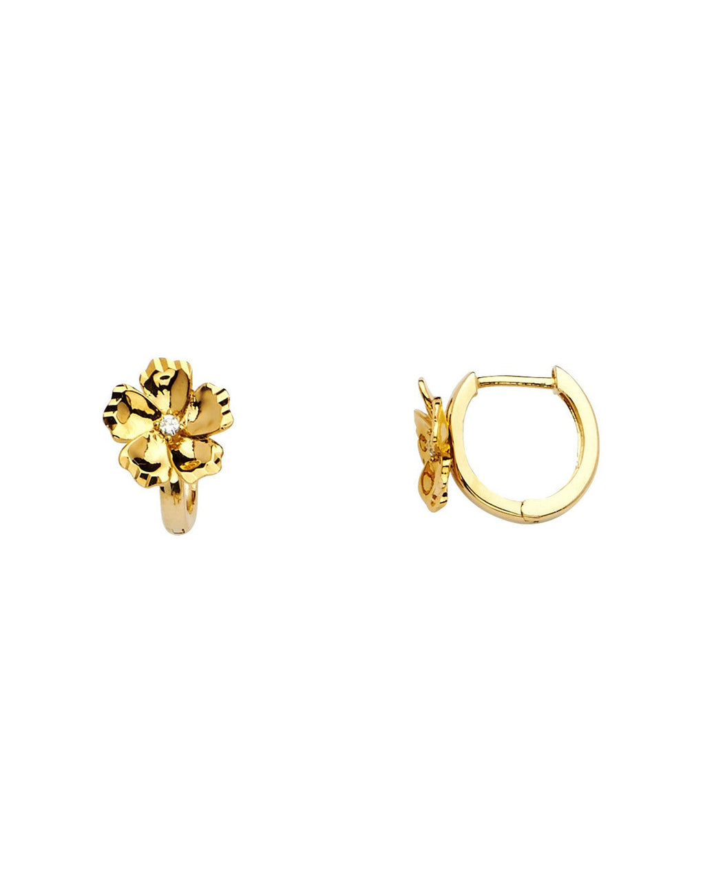 14K Yellow Gold CZ Huggies Earrings (ER-1110)