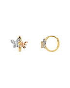 14K Two-Tone Gold 2T CZ Huggies Earrings (ER-1117)