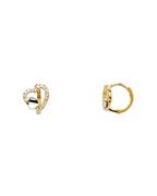 14K Two-Tone Gold 2T CZ Huggies Earrings (ER-1121)