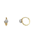 14K Two-Tone Gold 2T CZ Huggies Earrings (ER-1124)
