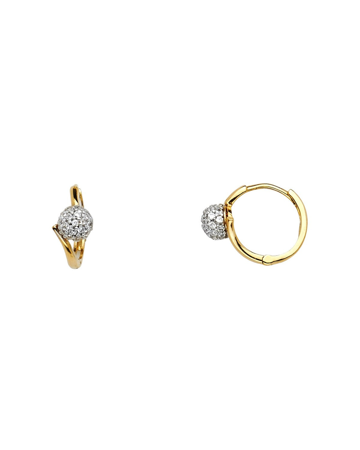 14K Two-Tone Gold 2T CZ Huggies Earrings (ER-1124)