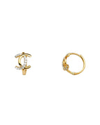 14K Two-Tone Gold 2T CZ Huggies Earrings (ER-1125)