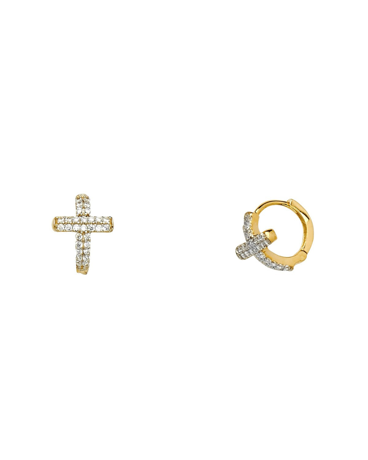 14K Two-Tone Gold 2T CZ Huggies Earrings (ER-1127)