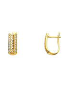 14K Yellow Gold CZ U Shape Huggies Earrings (ER-1150)