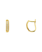 14K Yellow Gold CZ U Shape Huggies Earrings (ER-1153)