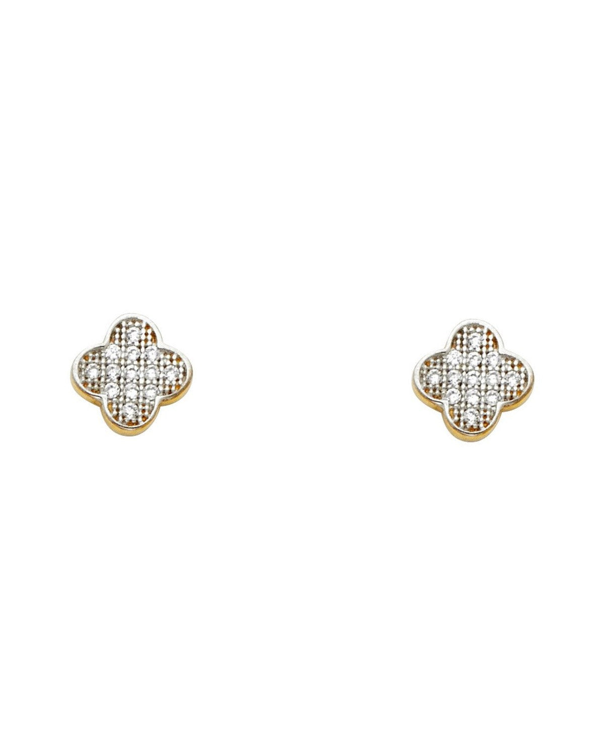 14K Two-Tone Gold 2T CZ Earrings (ER-1168)