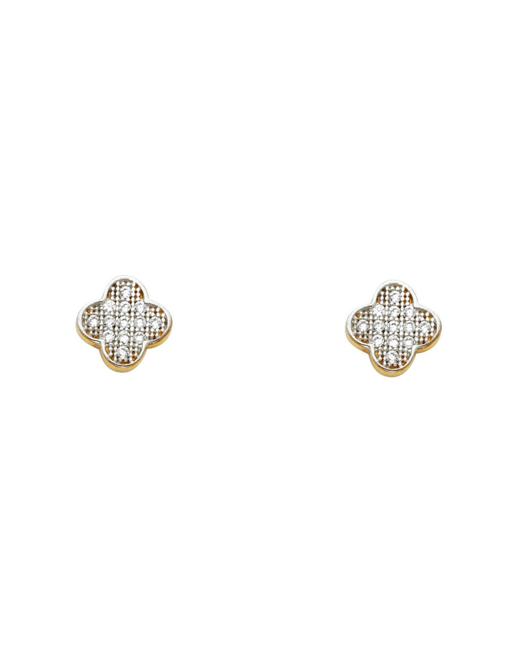 14K Two-Tone Gold 2T CZ Earrings (ER-1168)