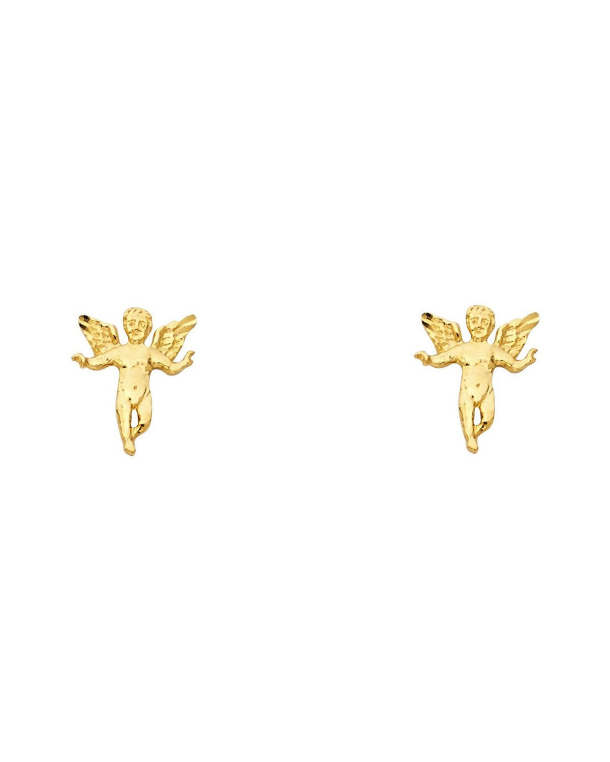 14K Yellow Gold Small Baby Angel Post Earrings (ER-1191)