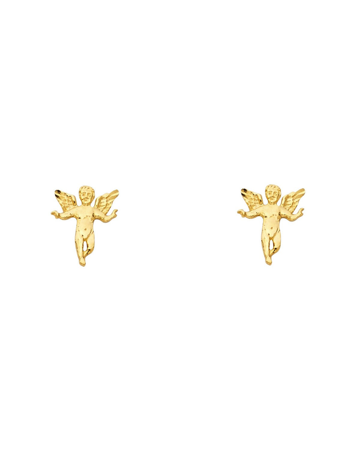 14K Yellow Gold Small Baby Angel Post Earrings (ER-1191)