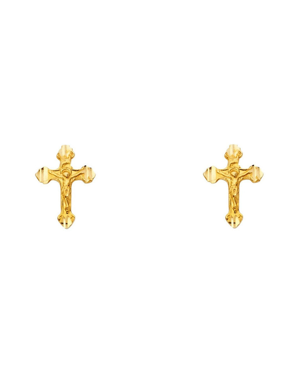 14K Yellow Gold Small Cross Post Earrings (ER-1197)