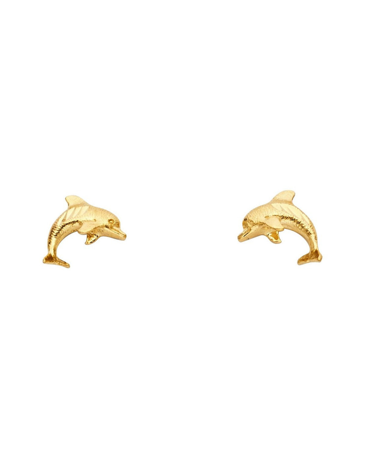 14K Yellow Gold Small Dolphin Post Earrings (ER-1199)