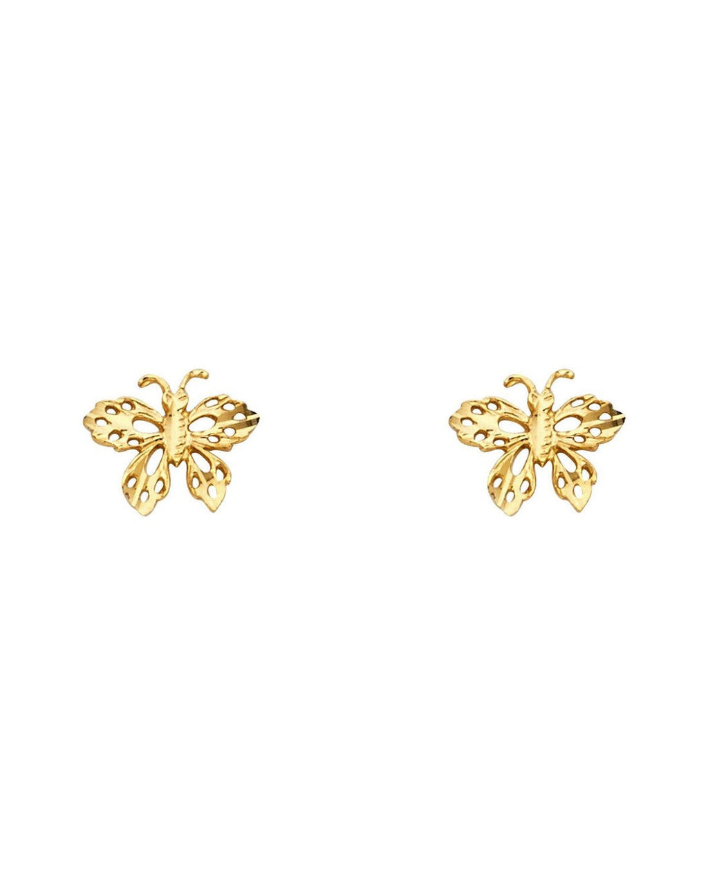 14K Yellow Gold Small Butterfly Post Earrings (ER-1207)