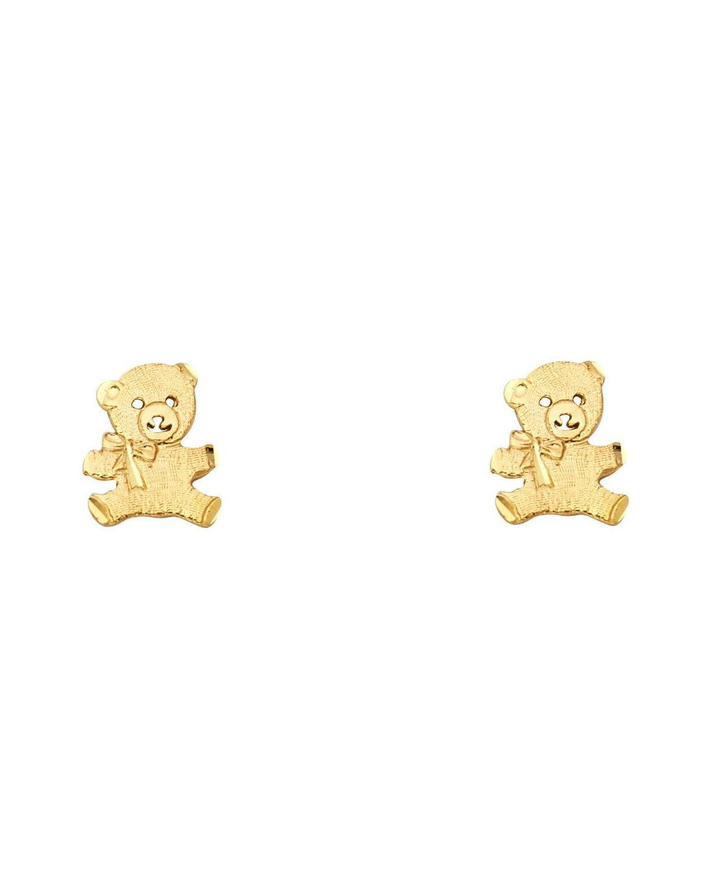 14K Yellow Gold Small Bear Post Earrings (ER-1209)