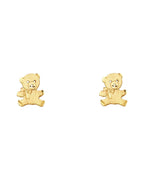 14K Yellow Gold Small Bear Post Earrings (ER-1209)