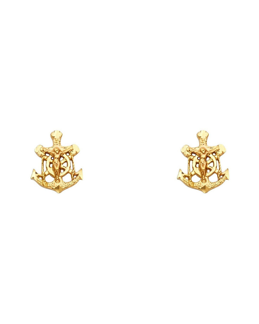 14K Yellow Gold Small Anchor Post Earrings (ER-1212)