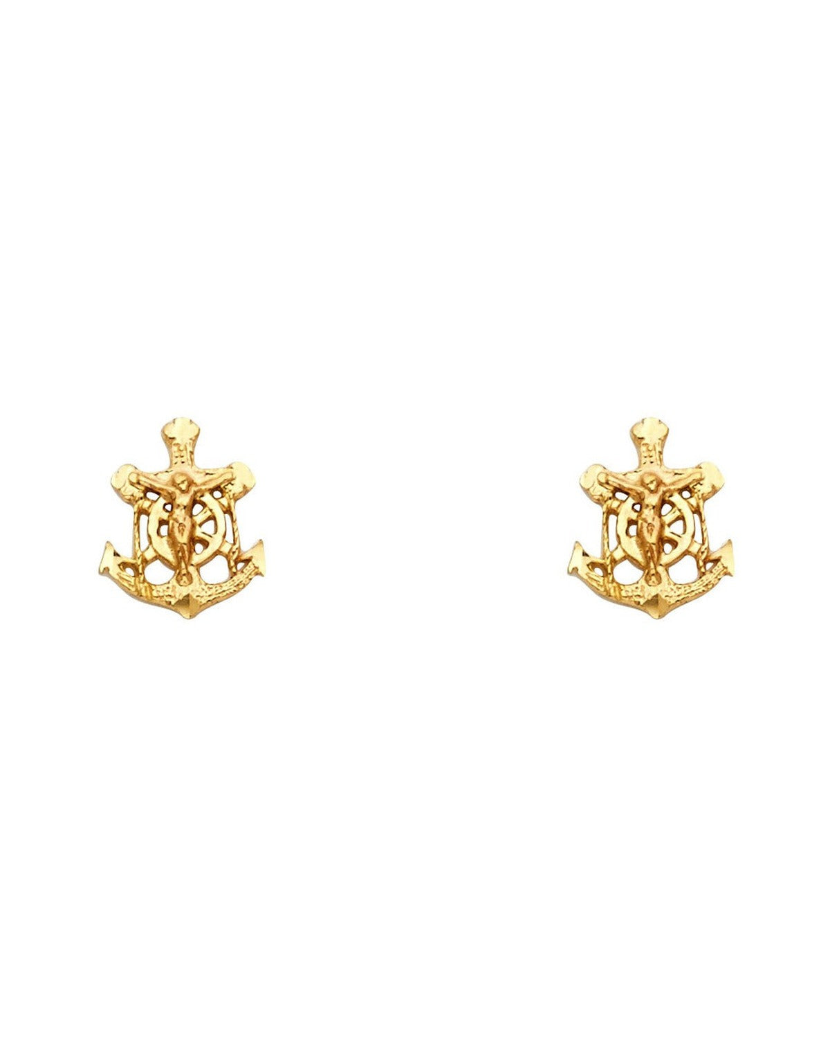 14K Yellow Gold Small Anchor Post Earrings (ER-1212)