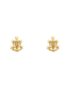 14K Yellow Gold Small Anchor Post Earrings (ER-1212)