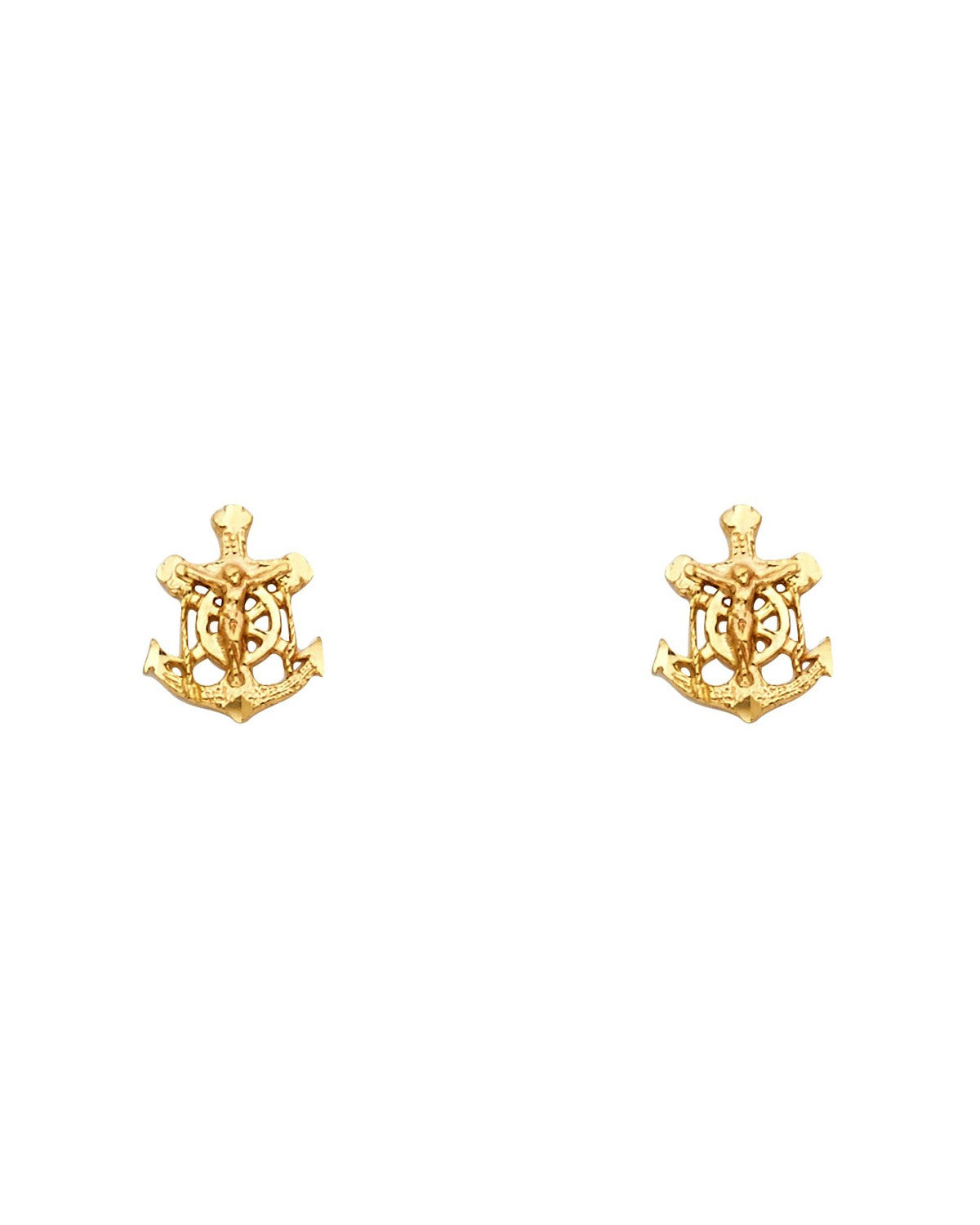 14K Yellow Gold Small Anchor Post Earrings (ER-1212)