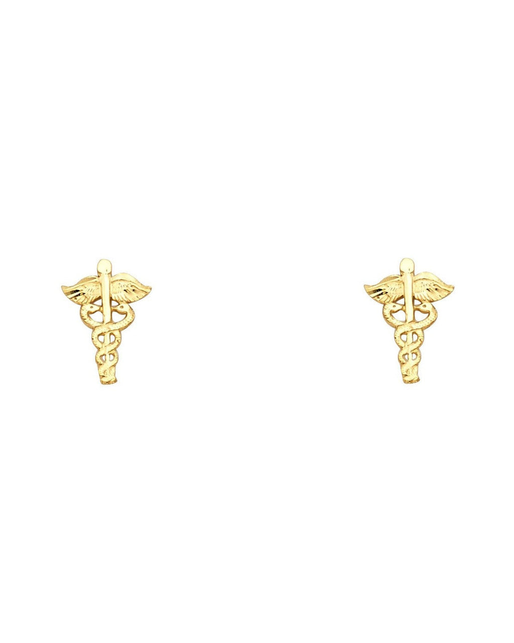 14K Yellow Gold Small Clinic Mark Post Earrings (ER-1219)