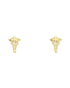 14K Yellow Gold Small Clinic Mark Post Earrings (ER-1219)