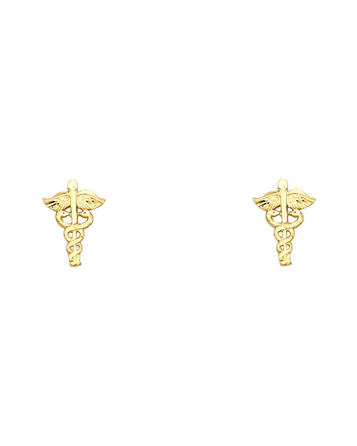 14K Yellow Gold Small Clinic Mark Post Earrings (ER-1219)