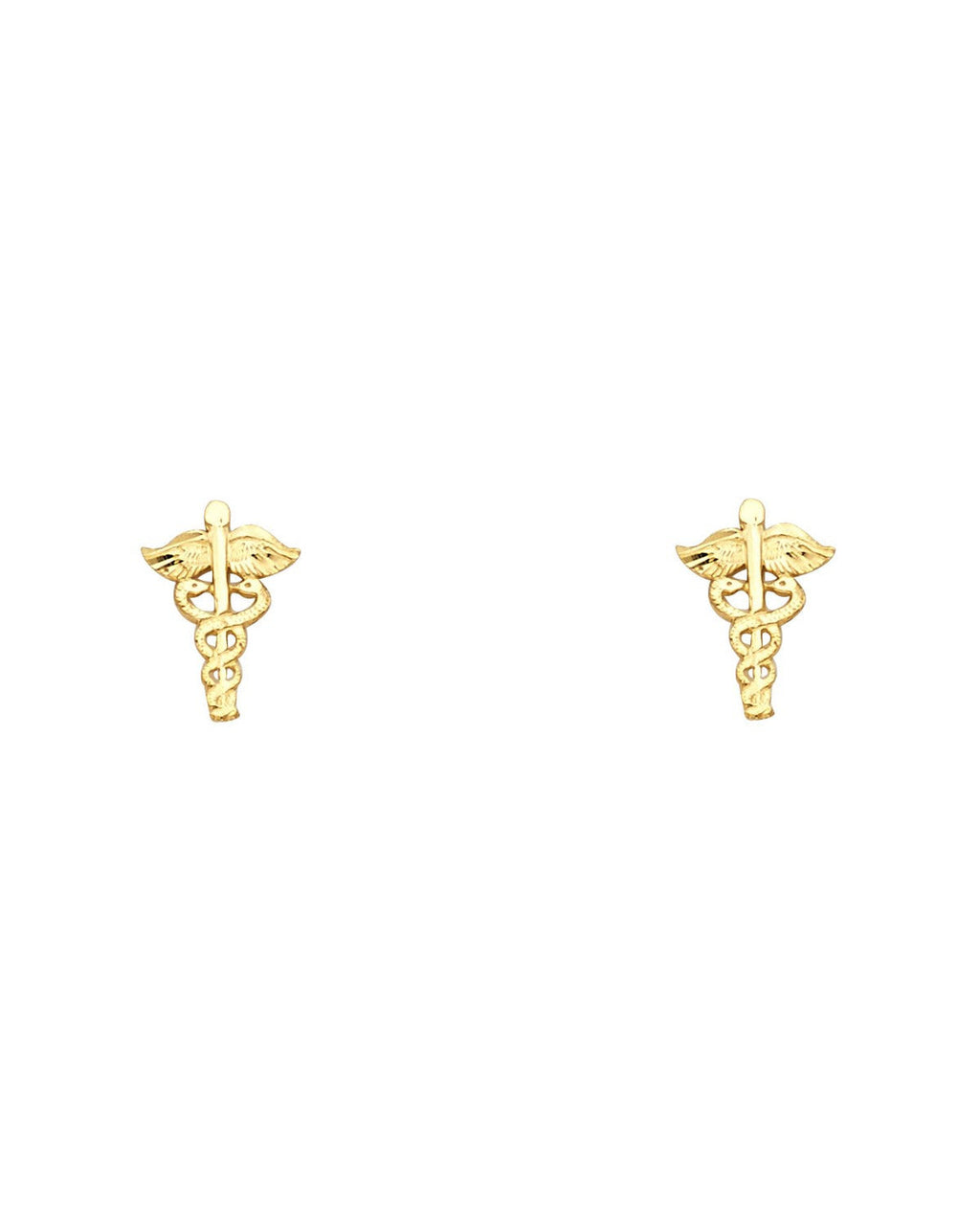 14K Yellow Gold Small Clinic Mark Post Earrings (ER-1219)