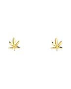 14K Yellow Gold Small Marijuana Post Earrings (ER-1220)