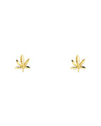 14K Yellow Gold Small Marijuana Post Earrings (ER-1220)