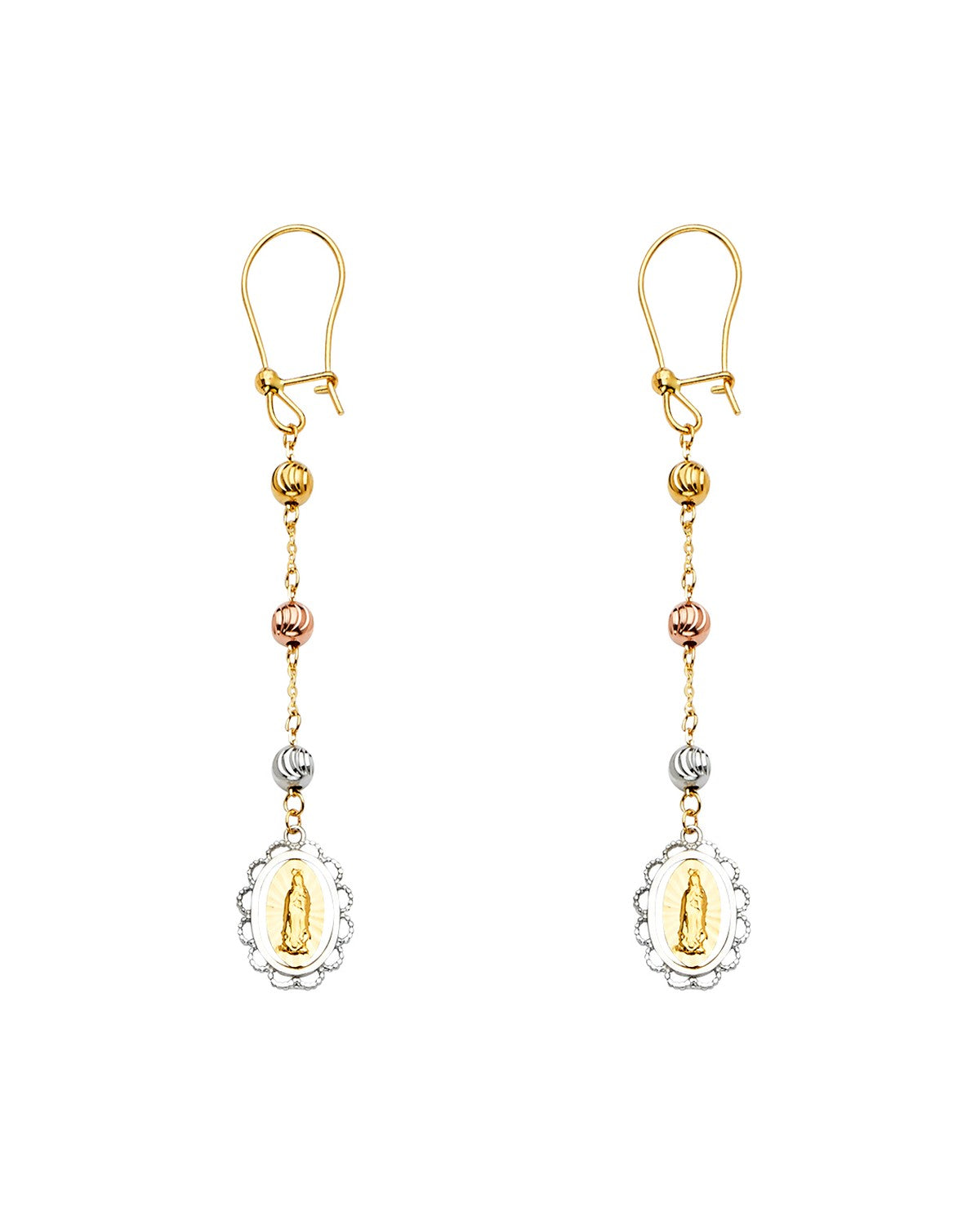 14K Tri-Color Gold 3C Guadalupe Hanging Earrings (ER-1230)