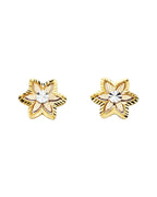 14K Tri-Color Gold 3C Flower Post Earrings (ER-1353)