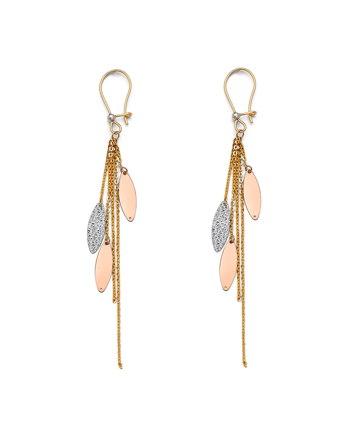 14K Tri-Color Gold 3C DC Dangle Earrings (ER-1357)