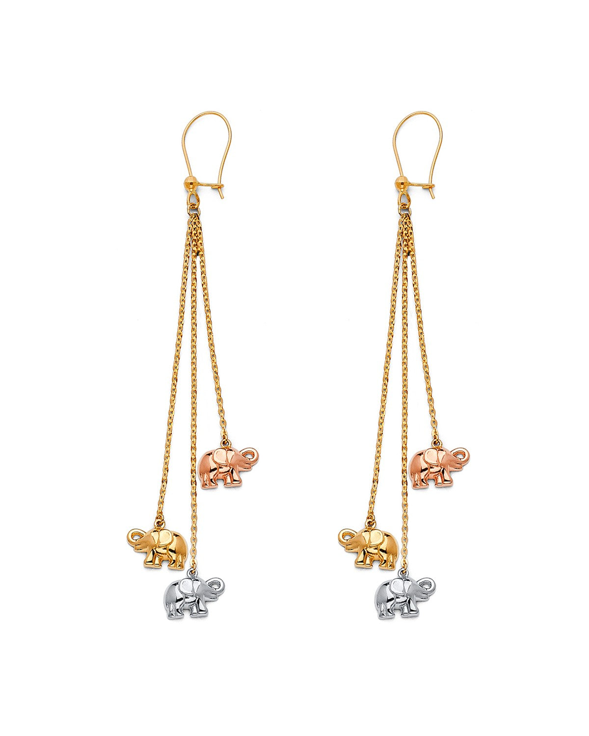 14K Tri-Color Gold 3C Hanging Earrings (ER-1409)