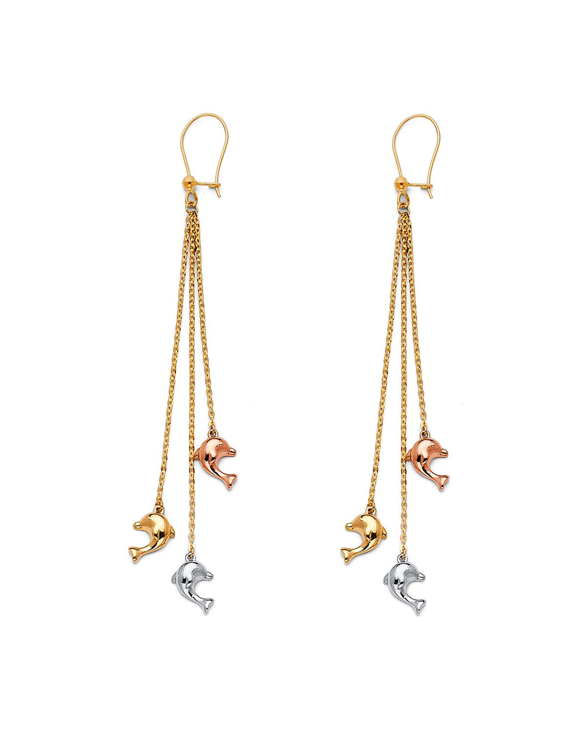 14K Tri-Color Gold 3C Hanging Earrings (ER-1410)