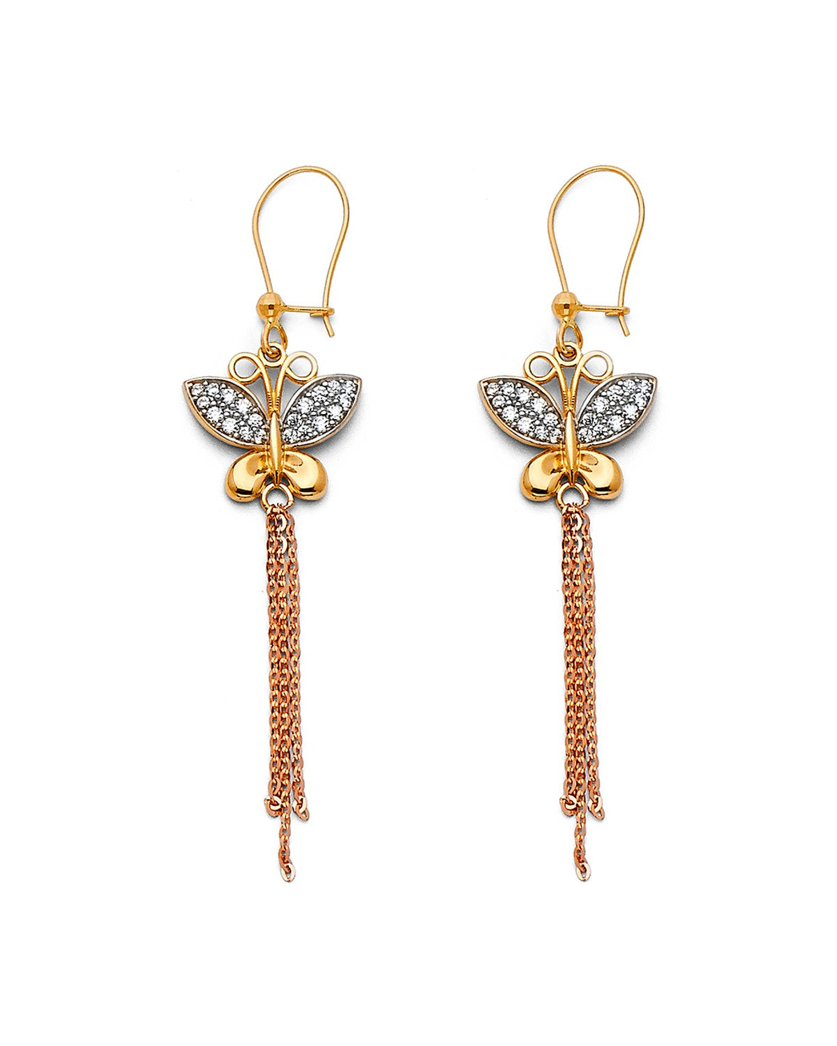 14K Tri-Color Gold 3C Hanging Earrings (ER-1411)