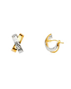 14K Two-Tone Gold 2T DC Tube Extra Shape Oval Hollow Hoop Earrings (13 x 18mm) (ER-1460)