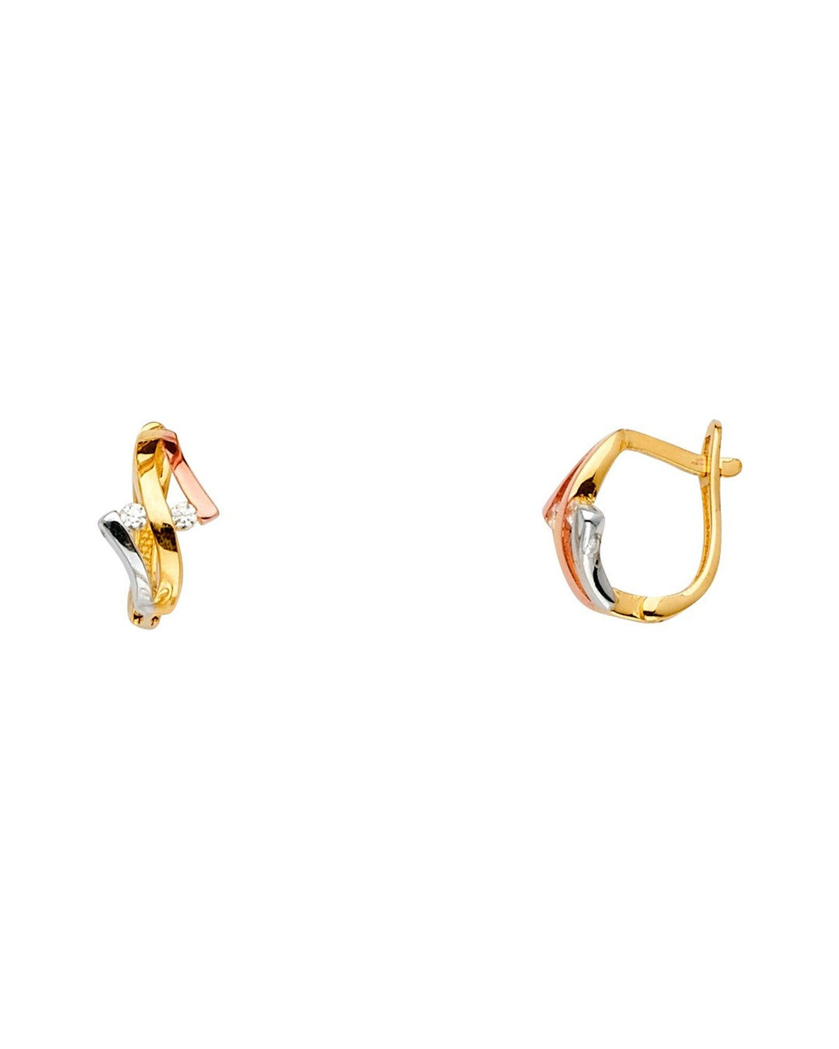 14K Tri-Color Gold 3C Fancy CZ Earrings (ER-1500)
