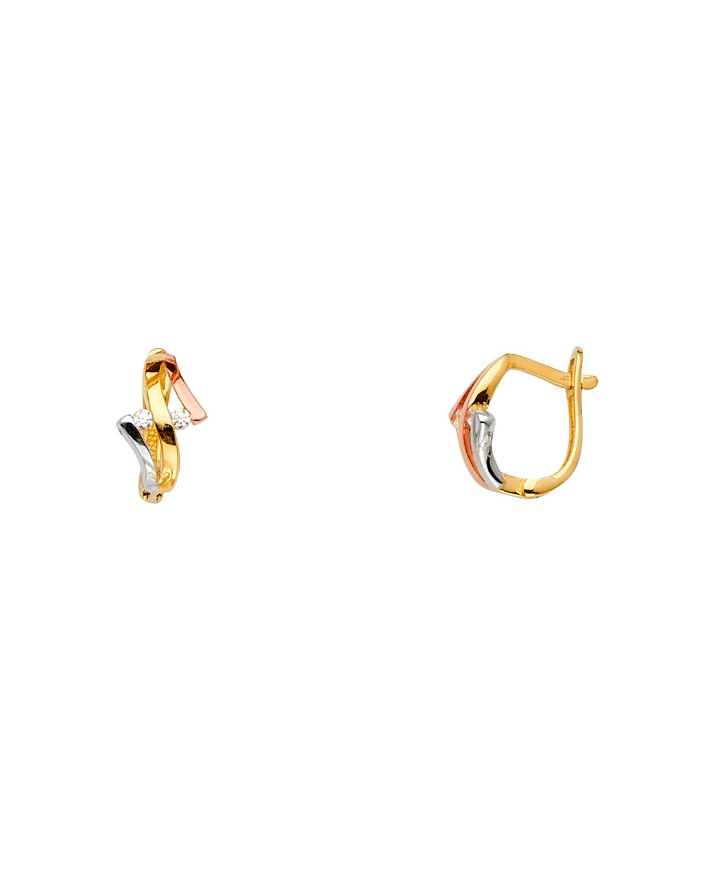 14K Tri-Color Gold 3C Fancy CZ Earrings (ER-1500)