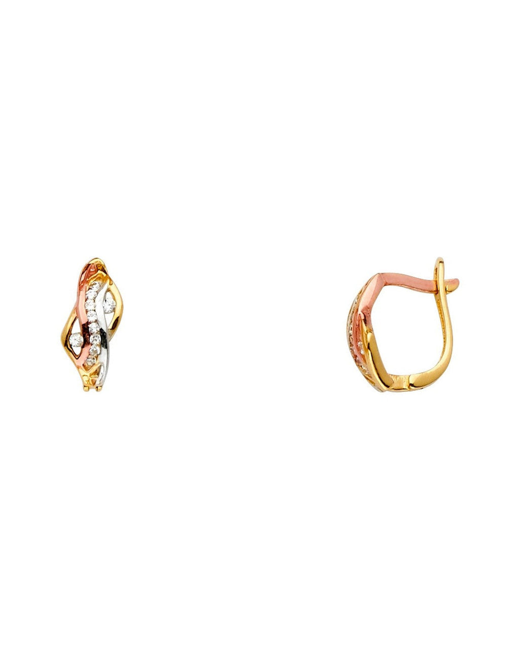 14K Tri-Color Gold 3C Fancy CZ Earrings (ER-1502)