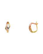 14K Tri-Color Gold 3C Fancy CZ Earrings (ER-1502)