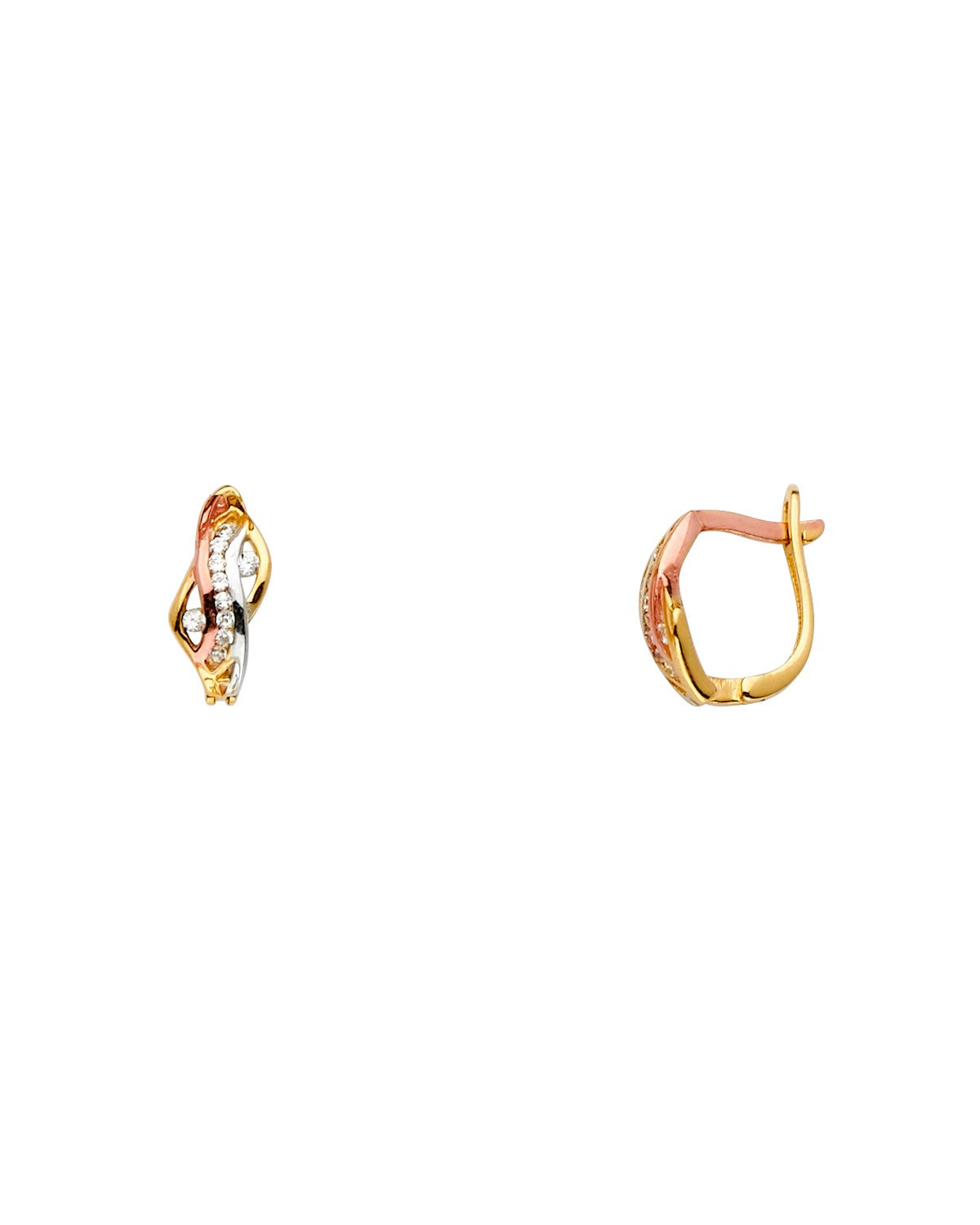 14K Tri-Color Gold 3C Fancy CZ Earrings (ER-1502)