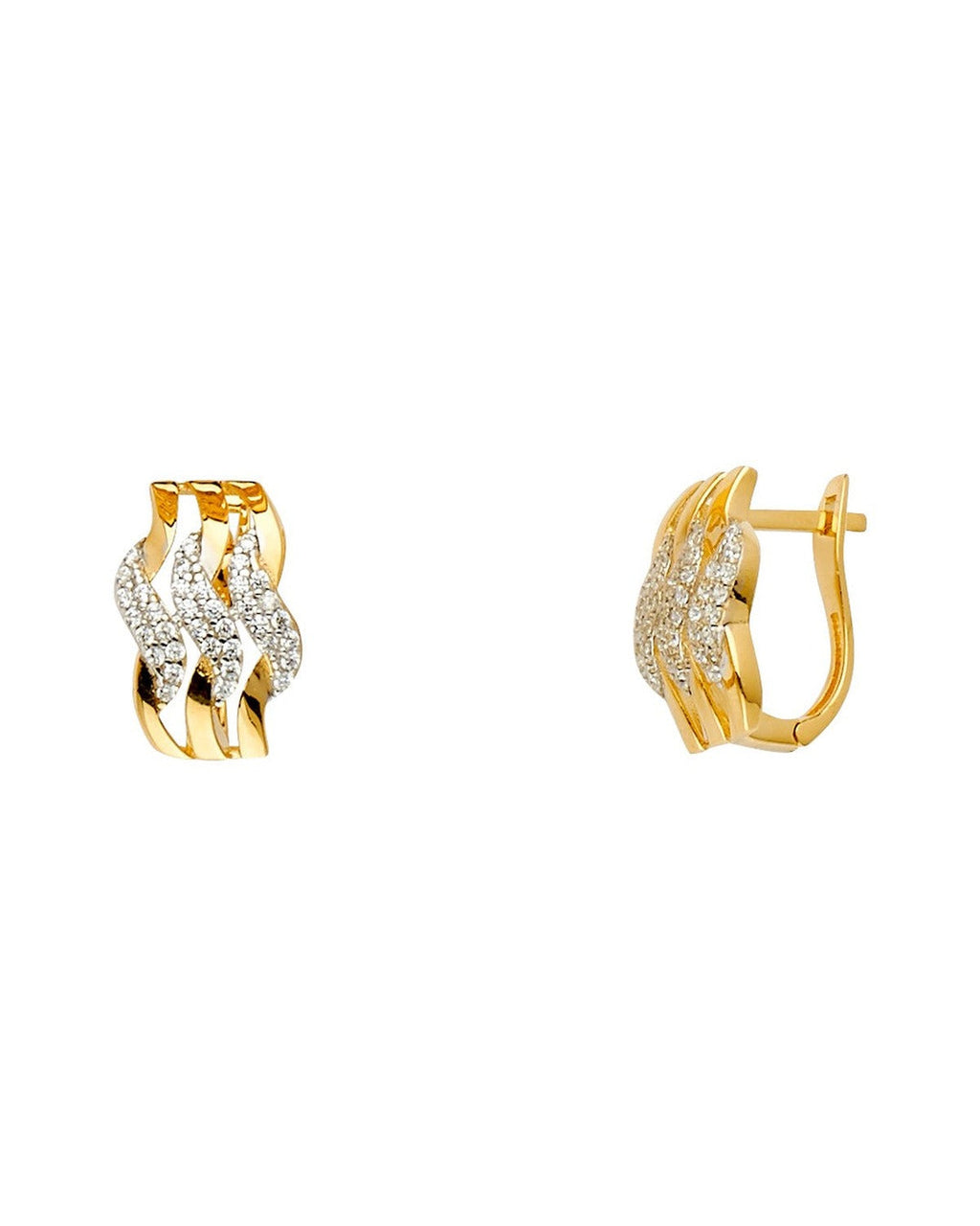 14K Two-Tone Gold 2T Fancy CZ Earrings (ER-1503)