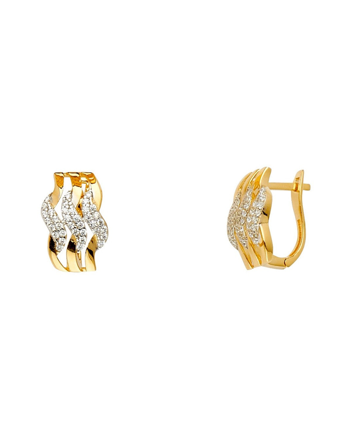 14K Two-Tone Gold 2T Fancy CZ Earrings (ER-1503)