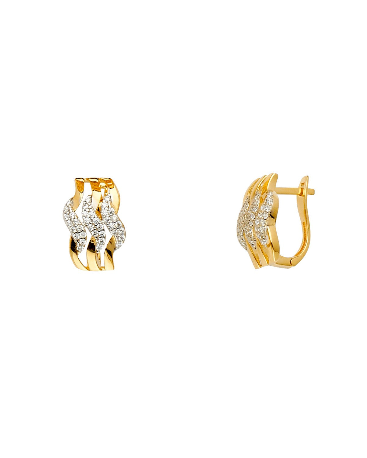 14K Two-Tone Gold 2T Fancy CZ Earrings (ER-1503)