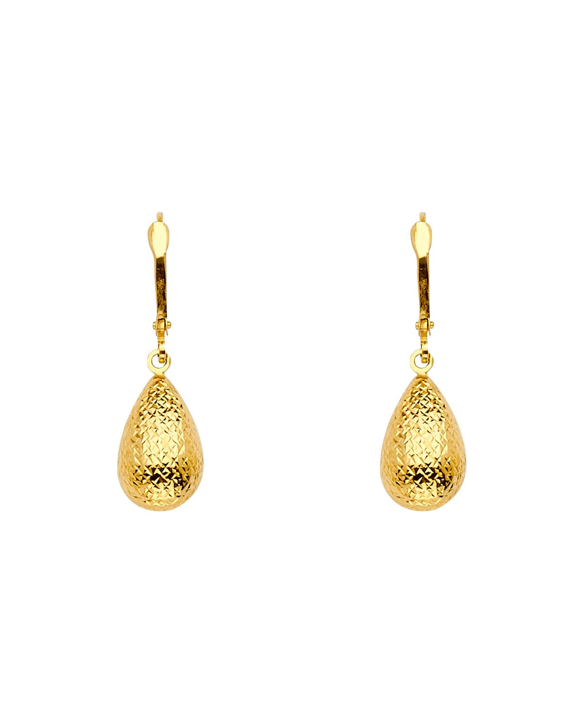 14K Yellow Gold DC Tear Drop Earrings (ER-1556)